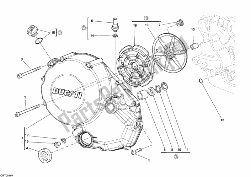 Alle onderdelen voor de Koppelingsdeksel van de Ducati Monster 696 2009