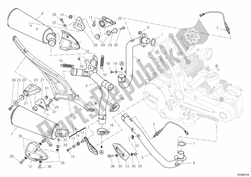 Alle onderdelen voor de Uitlaatsysteem van de Ducati Monster 696 2009