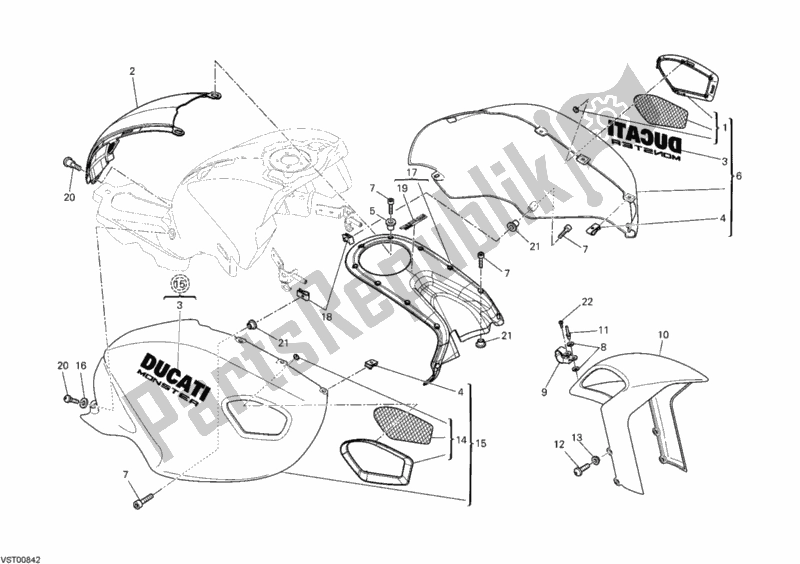 Alle onderdelen voor de Kuip van de Ducati Monster 696 2009