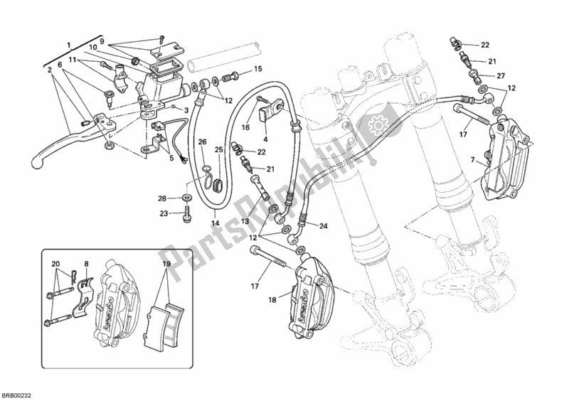 Alle onderdelen voor de Voorremsysteem van de Ducati Monster 696 2009