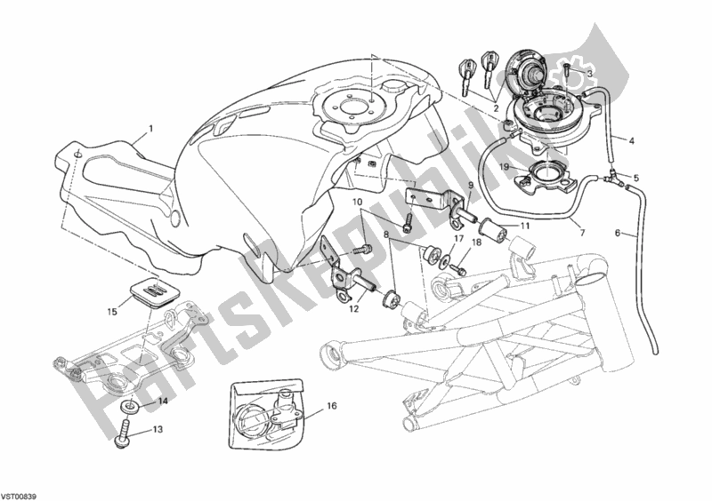 Alle onderdelen voor de Benzinetank van de Ducati Monster 696 2009