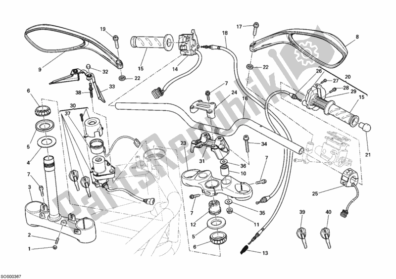 Alle onderdelen voor de Stuur van de Ducati Monster 696 2009