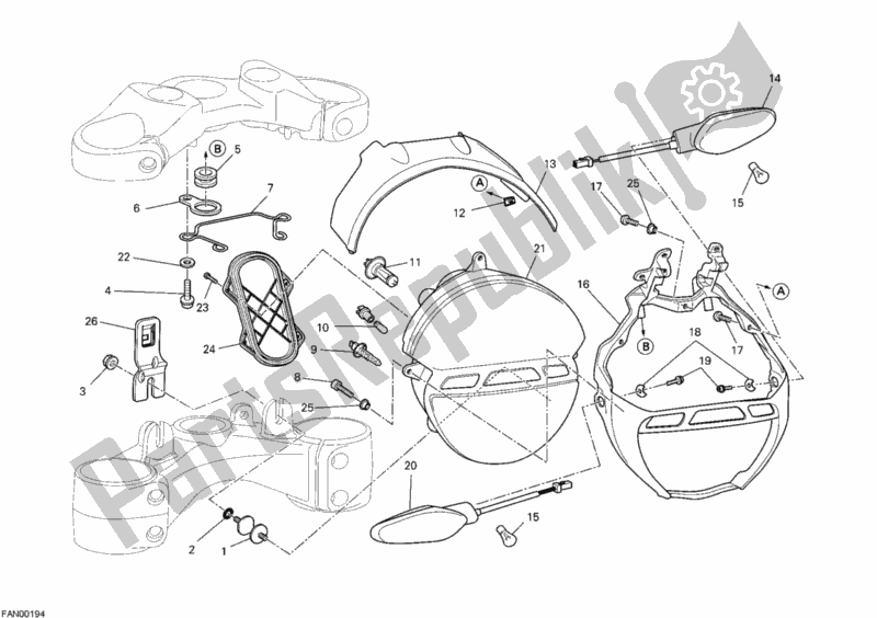 Alle onderdelen voor de Koplamp van de Ducati Monster 696 2009