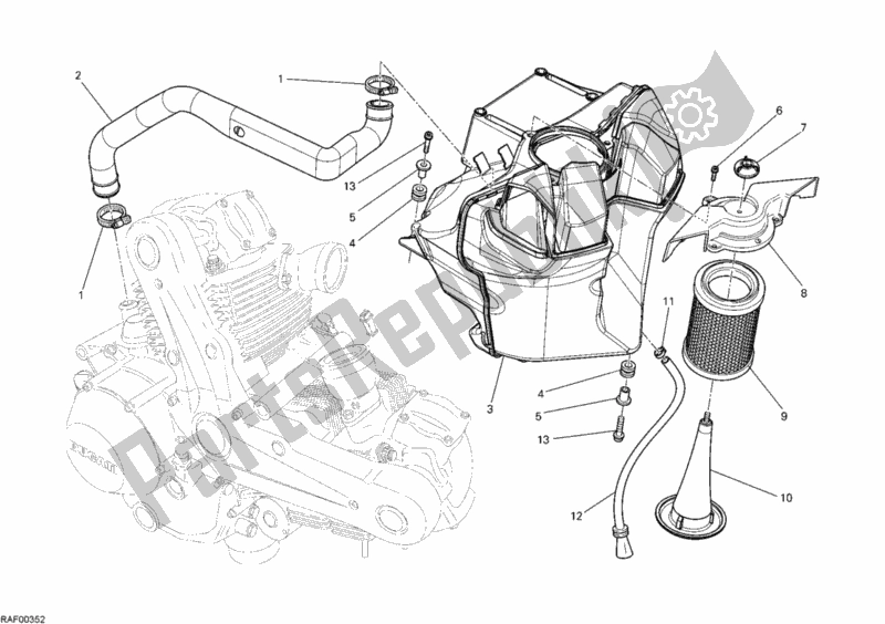 Alle onderdelen voor de Inname van de Ducati Monster 696 2009