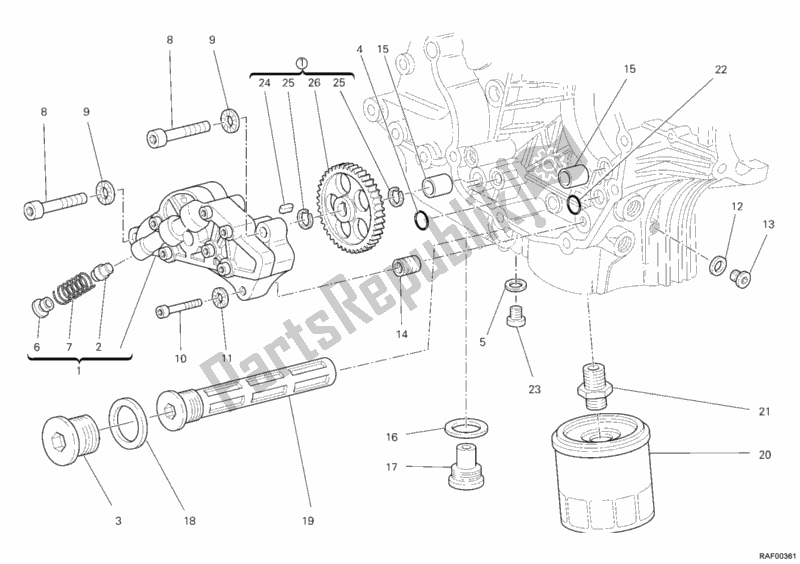 Alle onderdelen voor de Oliepomp - Filter van de Ducati Monster 696 2009