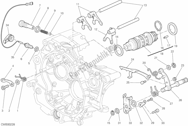 All parts for the Shift Cam - Fork of the Ducati Monster 696 2009