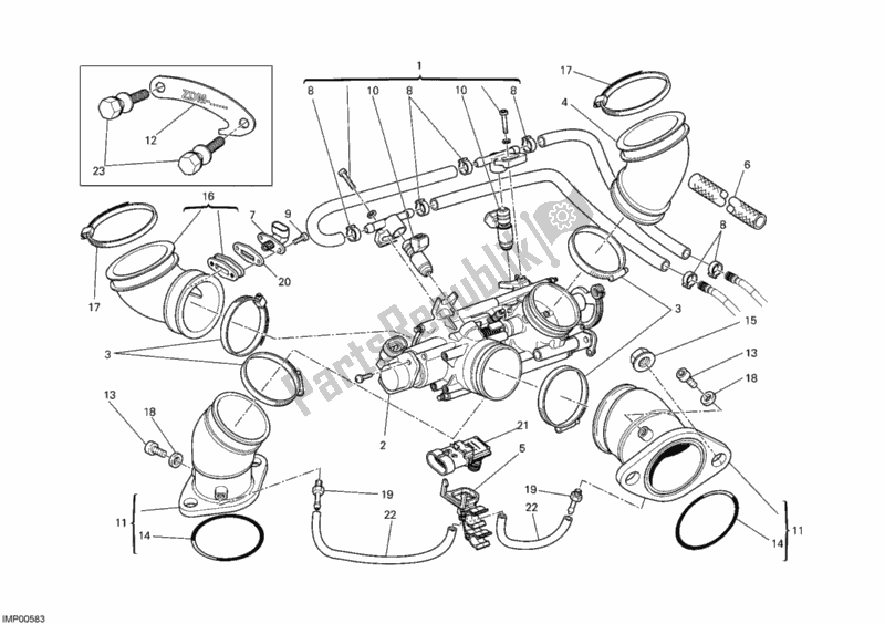 Alle onderdelen voor de Gasklephuis van de Ducati Monster 696 2009