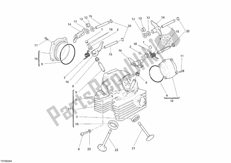 Alle onderdelen voor de Verticale Cilinderkop van de Ducati Monster 696 2009