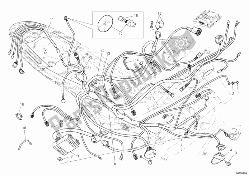 Alle onderdelen voor de Kabelboom van de Ducati Monster 696 2009
