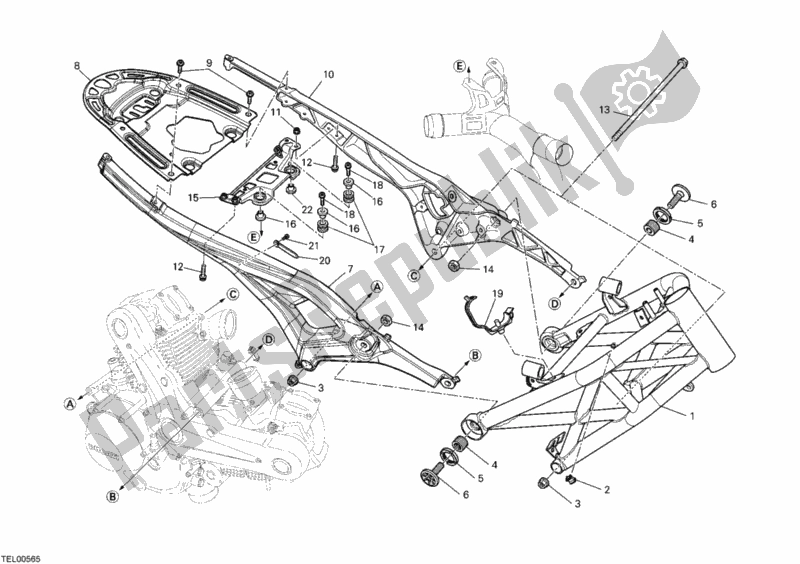 Wszystkie części do Rama Ducati Monster 696 2010
