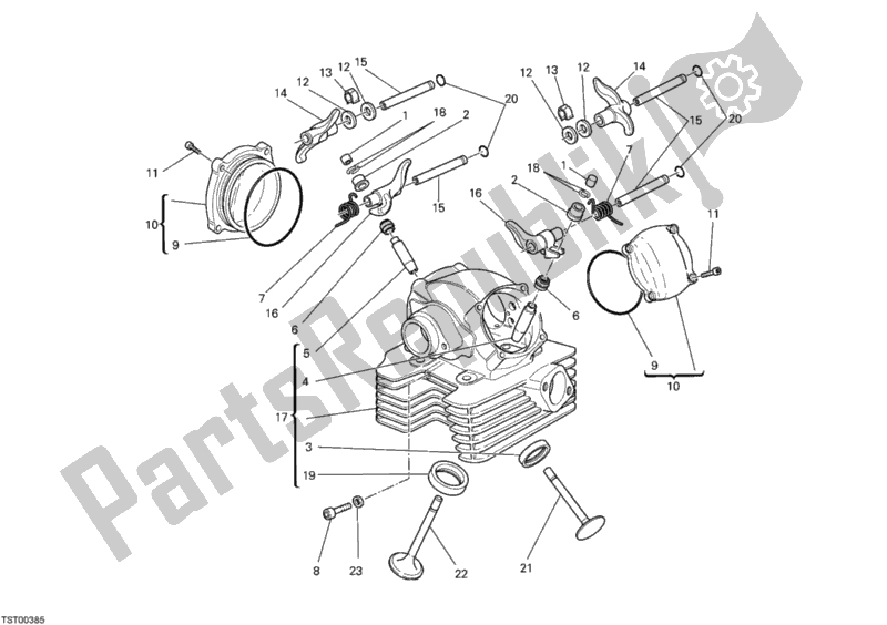 Alle onderdelen voor de Verticale Cilinderkop van de Ducati Monster 696 2010