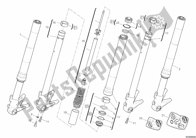 Todas las partes para Tenedor Frontal de Ducati Monster 696 2011