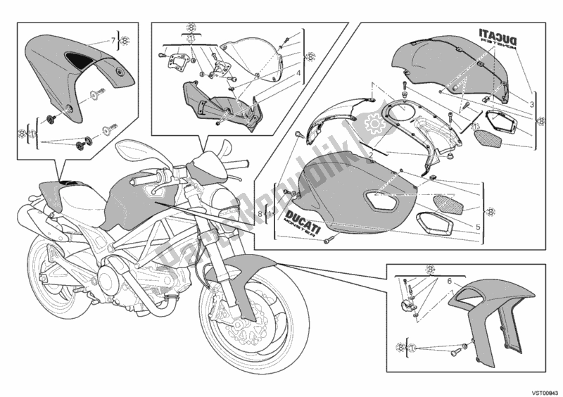 Todas las partes para Carenado De Arte Monstruo de Ducati Monster 696 2011