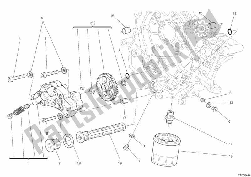 Tutte le parti per il Pompa Dell'olio - Filtro del Ducati Monster 696 2011