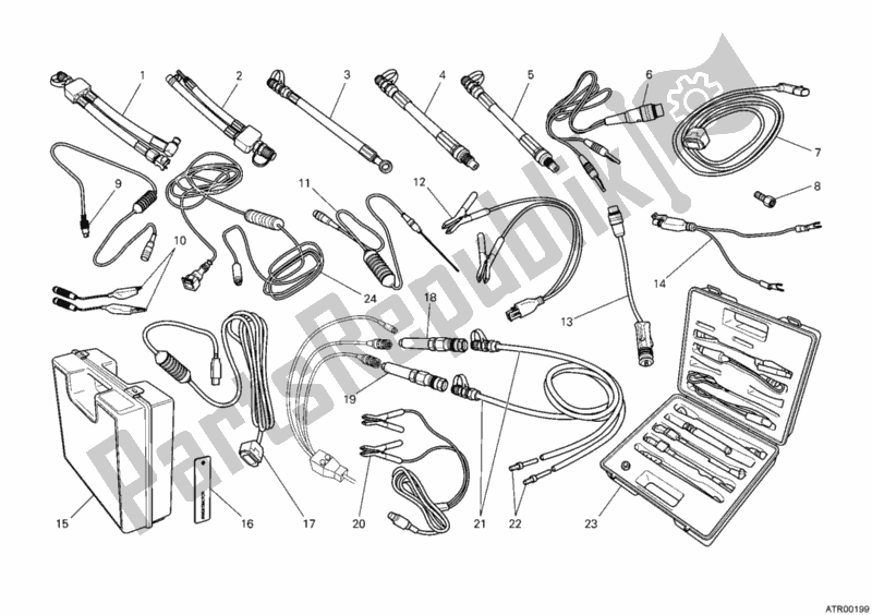 All parts for the Pressure Check Intrument of the Ducati Monster 696 2011