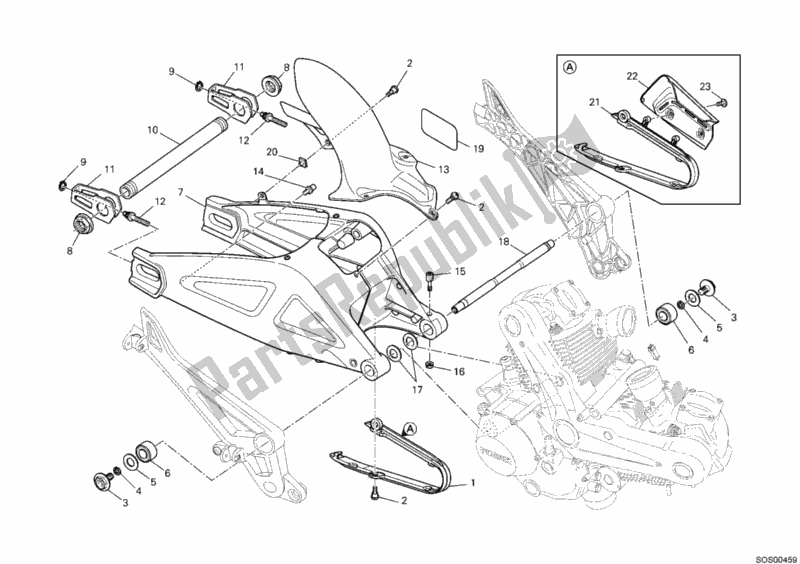 Tutte le parti per il Forcellone del Ducati Monster 696 2011