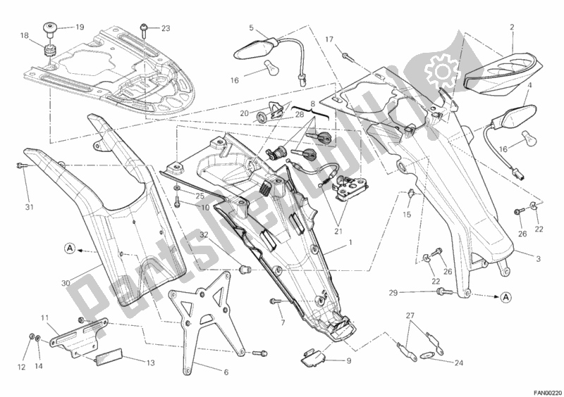 Alle onderdelen voor de Achterlicht Aus van de Ducati Monster 696 2011