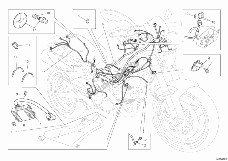 Tutte le parti per il Cablaggio Elettrico del Ducati Monster 696 2011