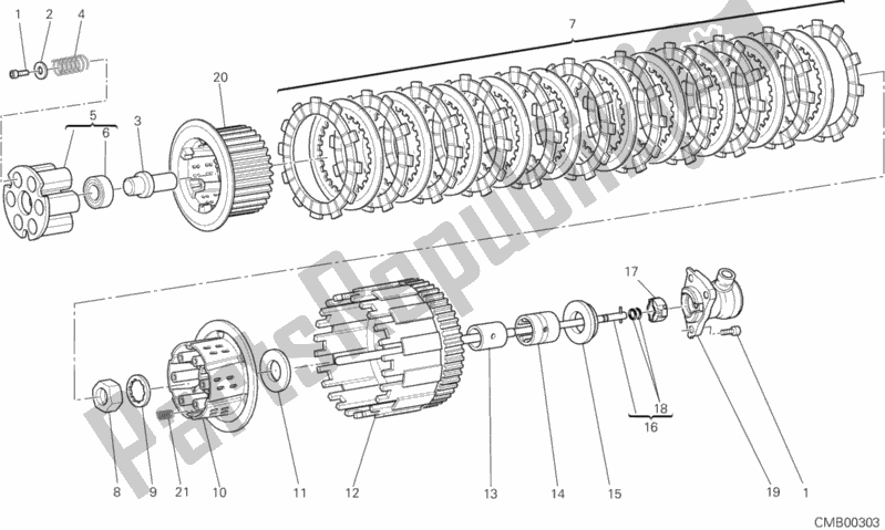 All parts for the Clutch of the Ducati Monster 696 2012