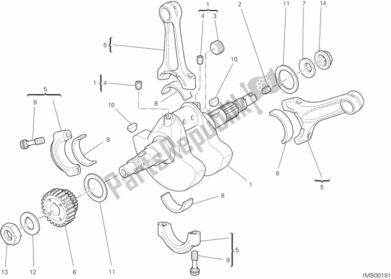 Toutes les pièces pour le Vilebrequin du Ducati Monster 696 2012