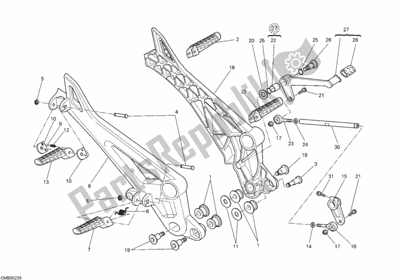 Todas las partes para Reposapiés de Ducati Monster 696 2012