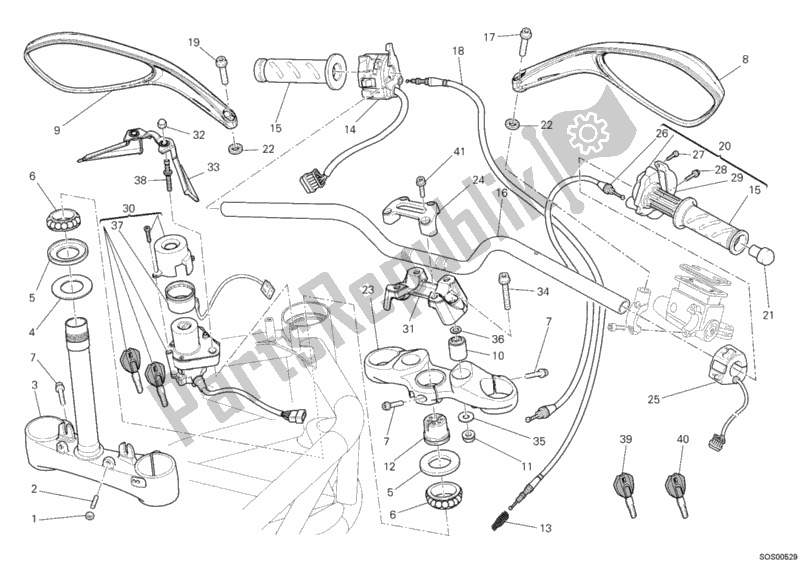 All parts for the Handlebar of the Ducati Monster 696 2012