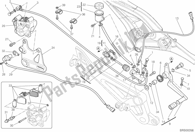 Todas las partes para Sistema De Freno Trasero de Ducati Monster 696 2012