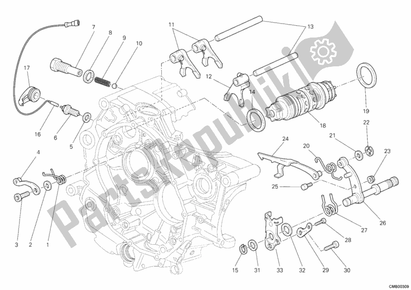 All parts for the Shift Cam - Fork of the Ducati Monster 696 2012