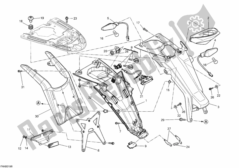 Alle onderdelen voor de Achterlicht Aus van de Ducati Monster 696 2012