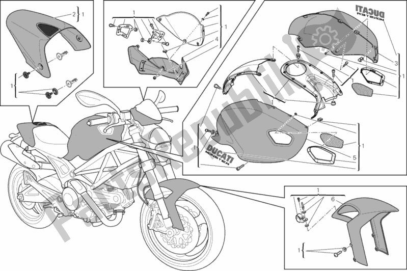 Todas las partes para Kit De Arte de Ducati Monster 696 2013