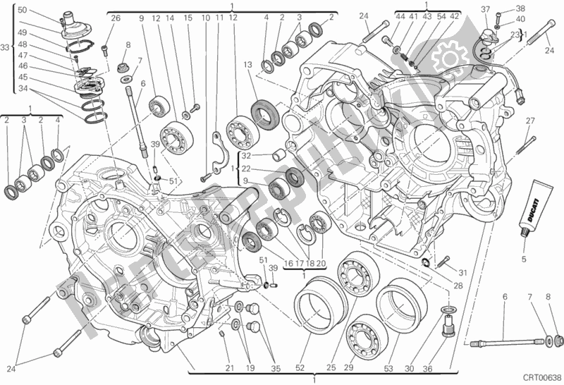 Alle onderdelen voor de Carter van de Ducati Monster 696 2013