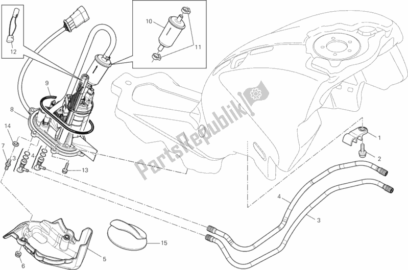 Alle onderdelen voor de Benzine Pomp van de Ducati Monster 696 2013