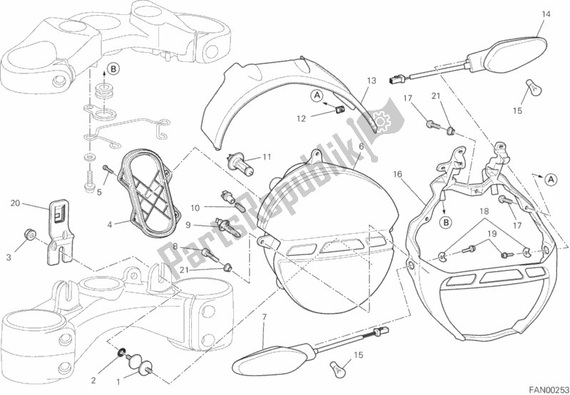 Tutte le parti per il Faro del Ducati Monster 696 2013