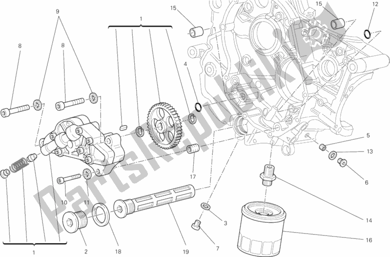 Alle onderdelen voor de Oliepomp - Filter van de Ducati Monster 696 2013