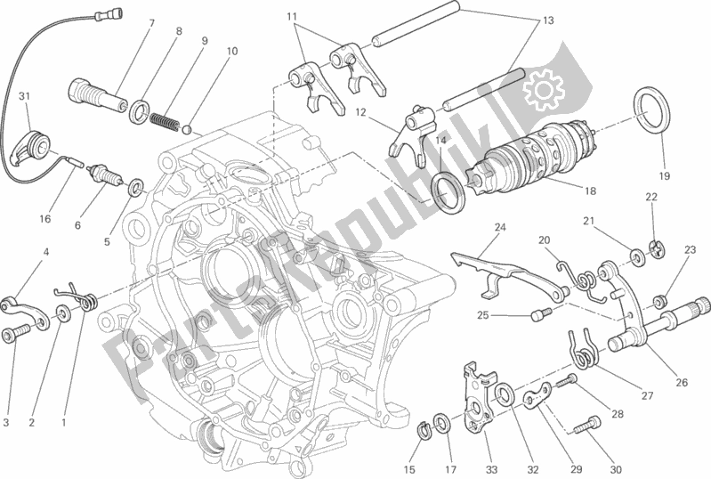 Alle onderdelen voor de Schakelnok - Vork van de Ducati Monster 696 2013