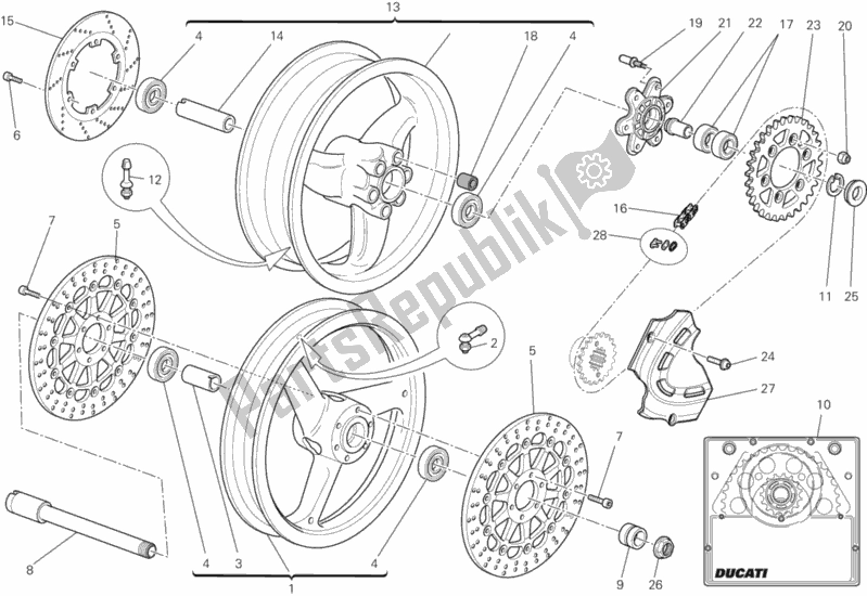 Alle onderdelen voor de Wielen van de Ducati Monster 696 2013