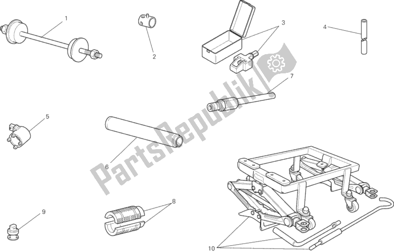 Alle onderdelen voor de Werkplaats Service Tools, Frame van de Ducati Monster 696 2013