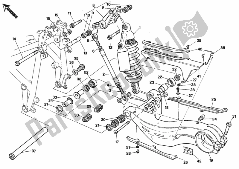 Alle onderdelen voor de 030 - Schokdemper Achter van de Ducati Superbike 748 1995