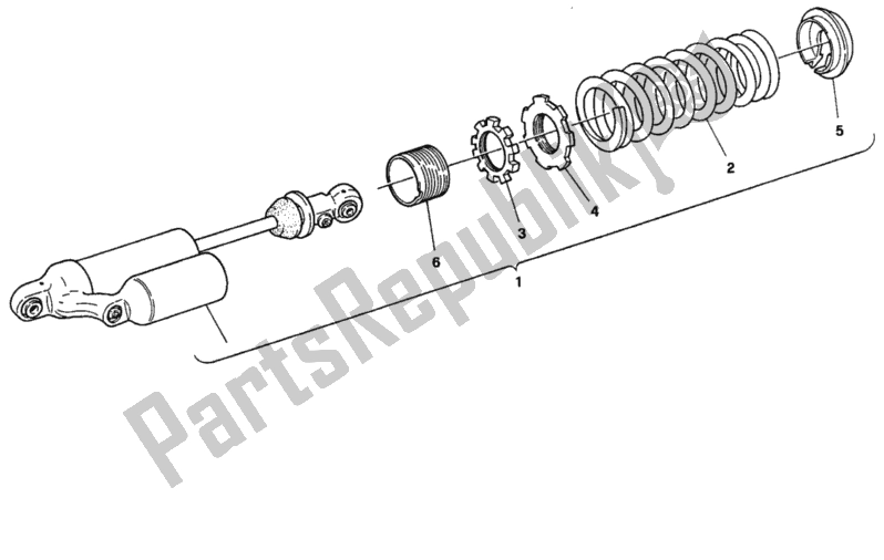 Tutte le parti per il 30a - Ammortizzatore Posteriore del Ducati Superbike 748 1995