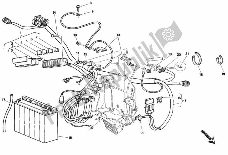 All parts for the Battery of the Ducati Superbike 748 1995