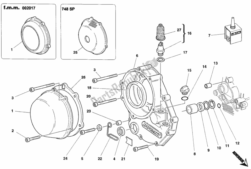Alle onderdelen voor de Koppelingsdeksel van de Ducati Superbike 748 1995