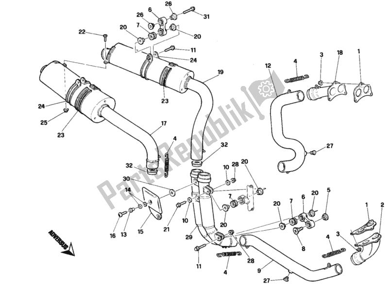 Alle onderdelen voor de Uitlaatsysteem van de Ducati Superbike 748 1995