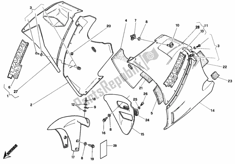 Tutte le parti per il Carenatura del Ducati Superbike 748 1995