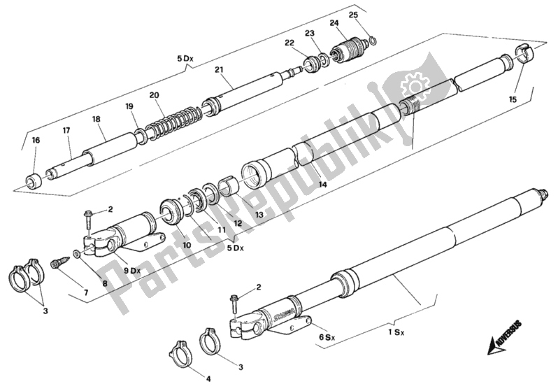 Tutte le parti per il Forcella Anteriore del Ducati Superbike 748 1995