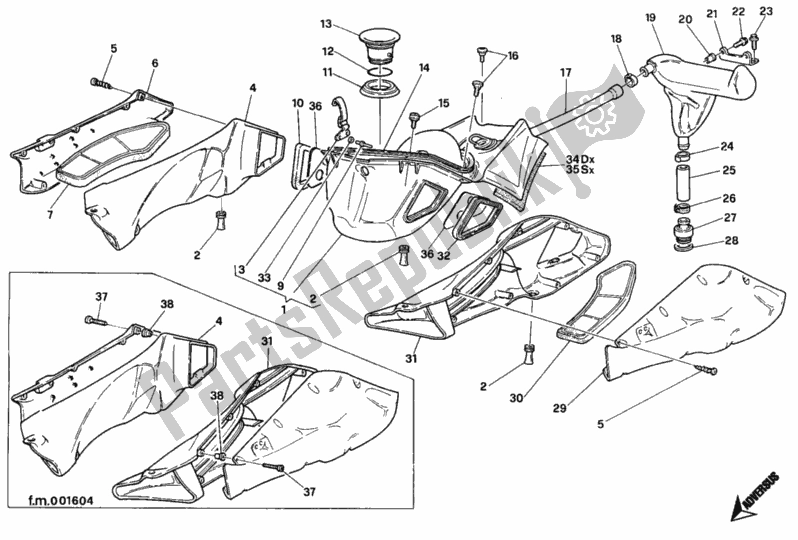 Alle onderdelen voor de Inname van de Ducati Superbike 748 1995