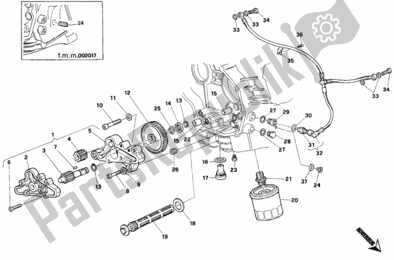 Alle onderdelen voor de Oliepomp - Filter Dual Seater van de Ducati Superbike 748 1995