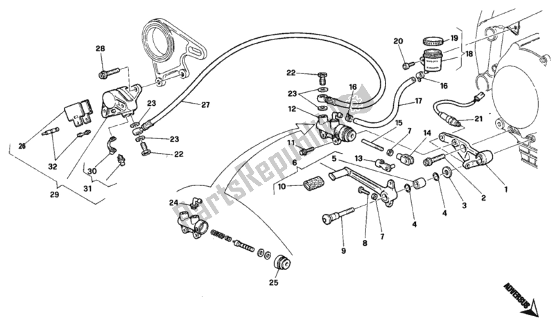 Tutte le parti per il Sistema Frenante Posteriore del Ducati Superbike 748 1995