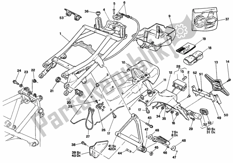 Tutte le parti per il Telaio Posteriore Usa del Ducati Superbike 748 1995