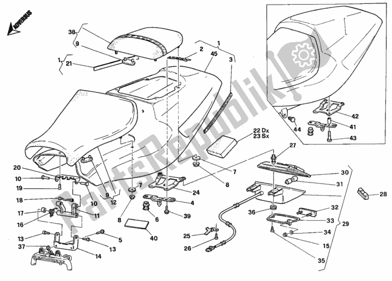 Tutte le parti per il Sedile Biposto del Ducati Superbike 748 1995