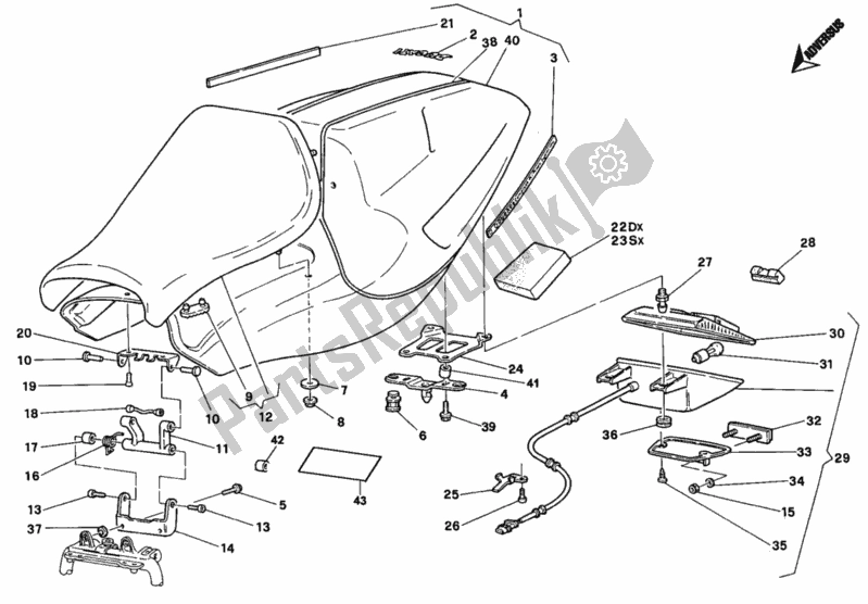 Alle onderdelen voor de Stoel Sp van de Ducati Superbike 748 1995